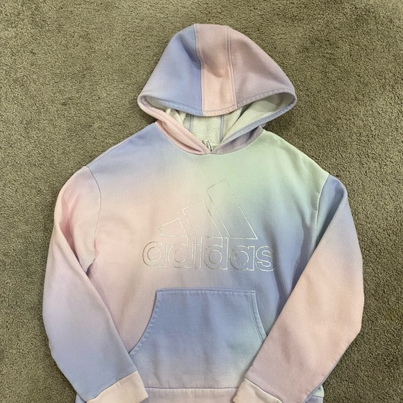 Girls Adidas Rainbow Colorful Hoodie size XL 16 - Picture 4 of 14